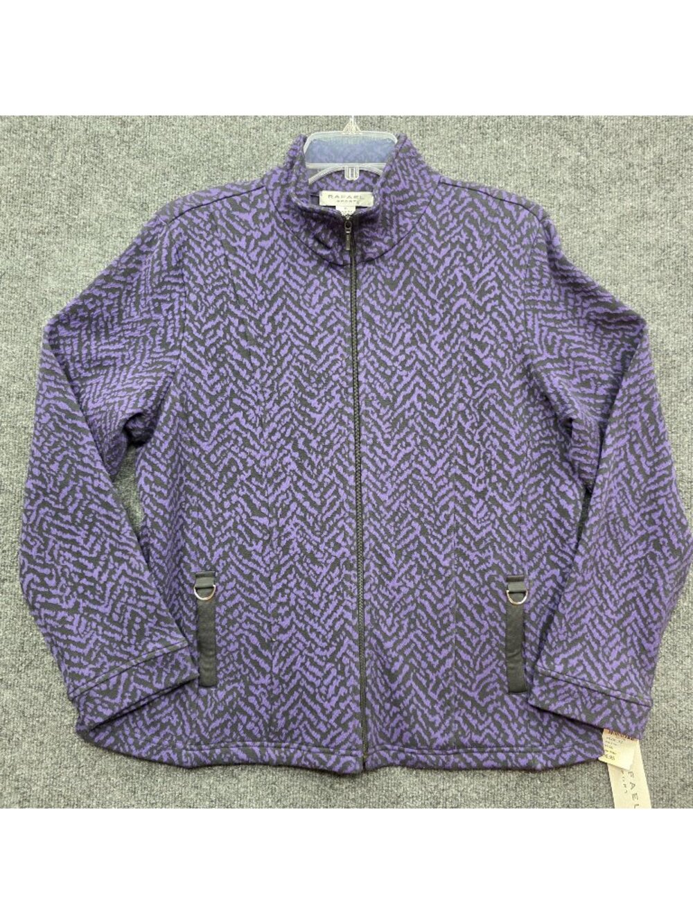 Vintage Rafael Sport Abstract Zipper Jacket XL Purple Deadstock Outerwear Retro